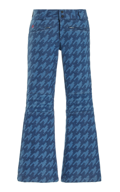 Shop Perfect Moment X Dl1961 Auroral Houndstooth Denim Flared Ski Pants In Blue