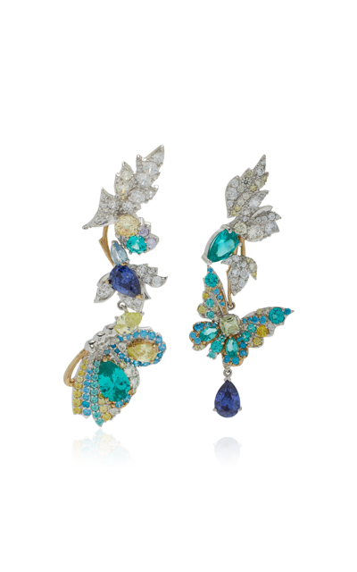 Shop Anabela Chan Garden Butterfly Tourmaline Earrings In Blue