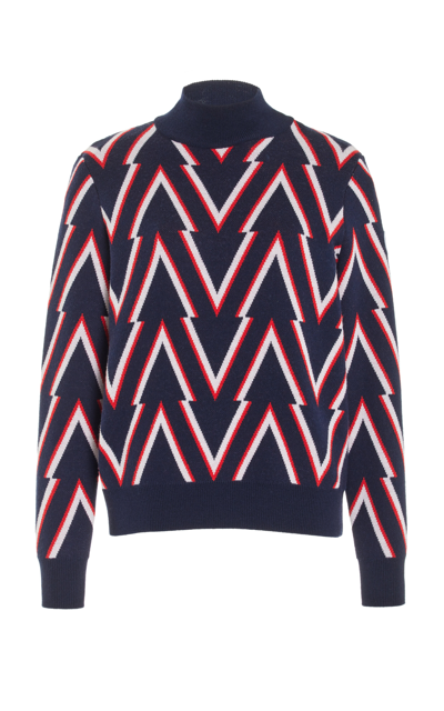 Shop Fusalp Meera Intarsia-knit Wool Sweater In Navy