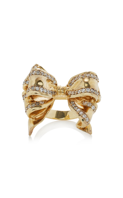 Shop Anabela Chan Golden Bow Diamond Ring