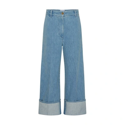 Shop Patou Turn Up Jeans In Ice_blue
