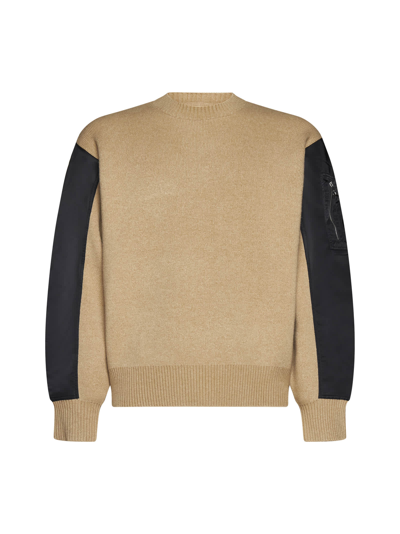 Shop Neil Barrett Sweater In Dark Beige/ Black