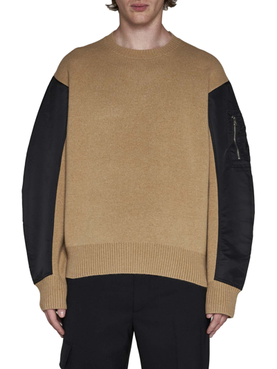 Shop Neil Barrett Sweater In Dark Beige/ Black