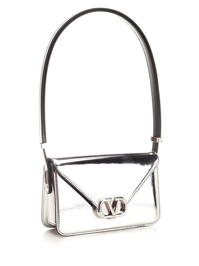 Shop Valentino Letter Bag Flap Bag In Silver