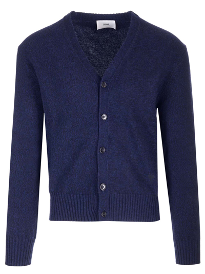 Shop Ami Alexandre Mattiussi Blue Cashmere And Wool Cardigan