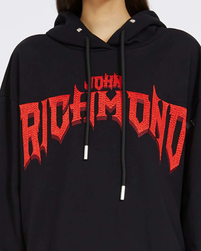 Shop John Richmond Hoodie With Print On Front In Nero