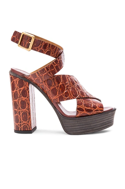 Shop Chloé Strappy Platform Sandals In Mandarine Peel