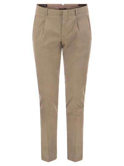 Shop Peserico Cotton And Silk Trousers In Beige