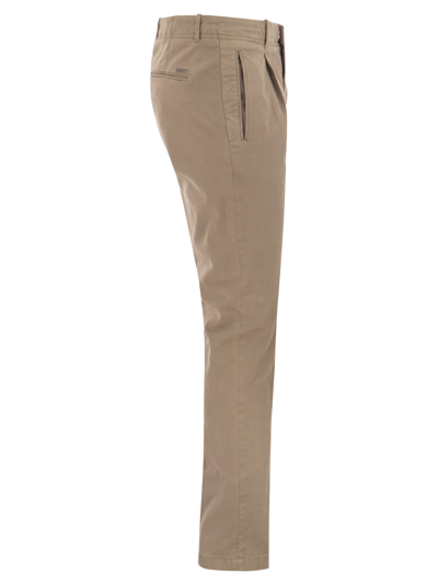 Shop Peserico Cotton And Silk Trousers In Beige