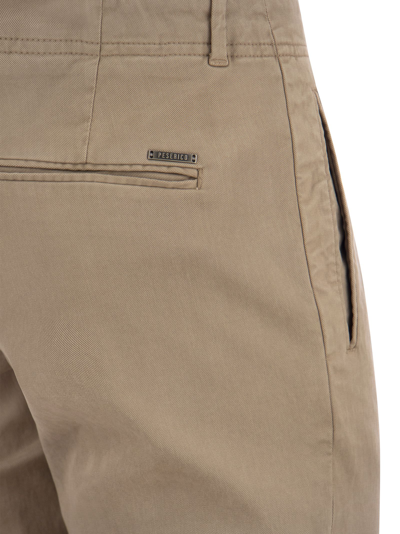 Shop Peserico Cotton And Silk Trousers In Beige