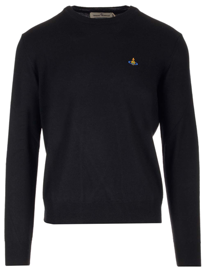 Shop Vivienne Westwood Black Wool Sweater With Logo