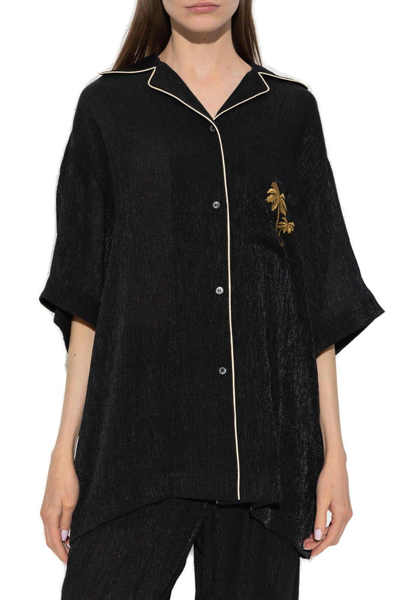 Shop Palm Angels Soire? Logo-embroidered Button-up Shirt