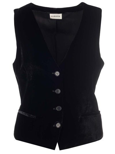 Shop P.a.r.o.s.h Velvet Waistcoat In Black
