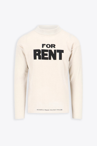 Shop Erl Unisex For Rent Sweater Knit Off White Knitted T-shirt With Long Sleeves - Unisex For Rent Sweater K In Grigio Chiaro