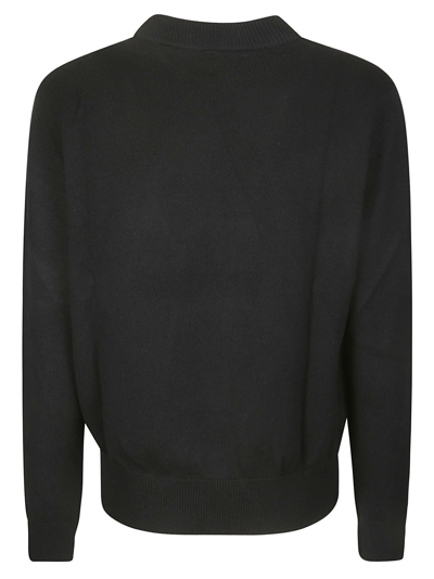 Sunflower Crew Neck Wool Knit Sweater In Black