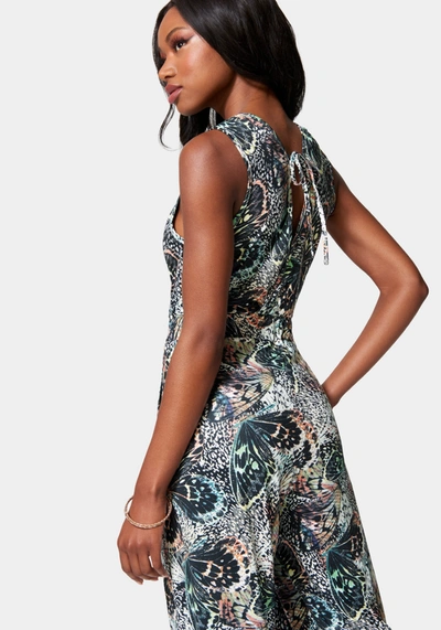 Bebe Printed Plunge Neck Jumpsuit In Mariposa