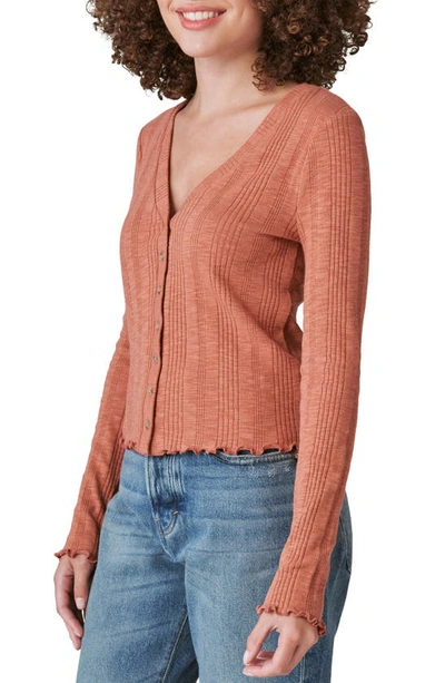 Shop Lucky Brand Rib Button-up Top In Etruscan Red