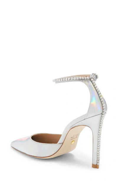 Stuart Weitzman Glam 100 Strap Pump In Silver/ Clear