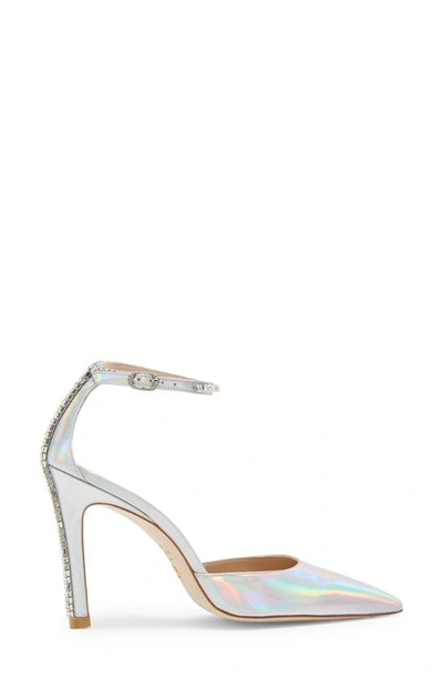 Stuart Weitzman Glam 100 Strap Pump In Silver/ Clear