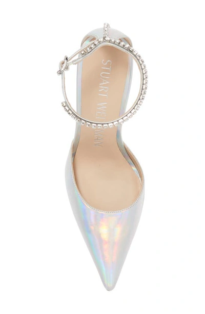 Stuart Weitzman Glam 100 Strap Pump In Silver/ Clear