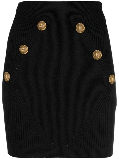 Shop Balmain Mini Skirt With Buttons In Black