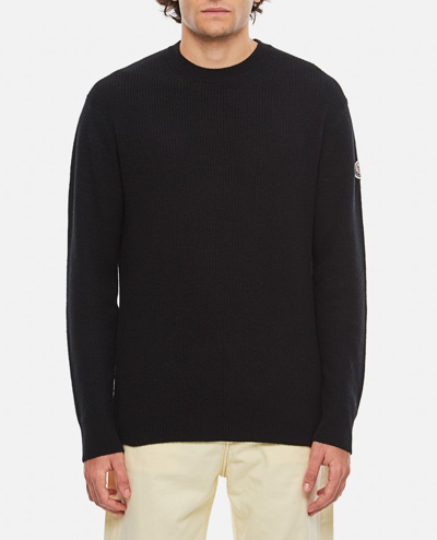 Shop Moncler Logo Patch Sweater In Black