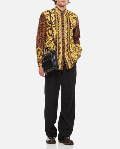 Shop Versace Silk Twill Shirt In Gold