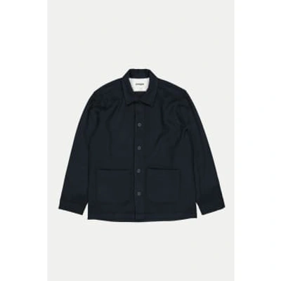 Shop Parages Navy Hockney Wool Overshirt In Blue