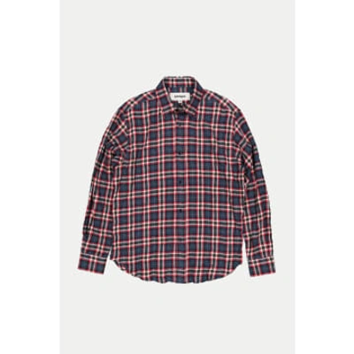 Shop Parages Grey Red Checks Crinkle Shirt