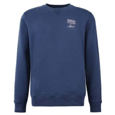 Shop Barbour Watch Crew Neck Sweatshirt Oxford Navy In Blue