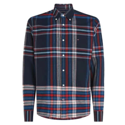 Shop Calvin Klein Menswear Xl Gradient Check Shirt In Indigo