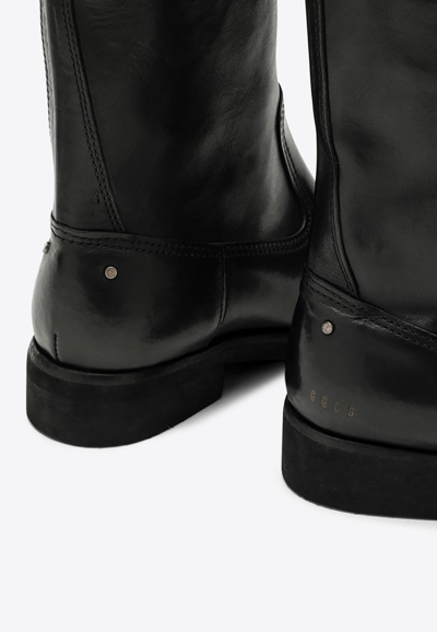 Shop Golden Goose Db Biker Knee-high Boots In Calf Leather In Black