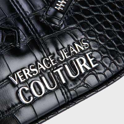 范思哲Versace Jeans Couture23秋冬女士ZIPPER BAGS新月包单肩包 黑色