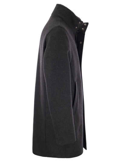 Shop Herno Wool-blend Medium Coat In Dark Grey