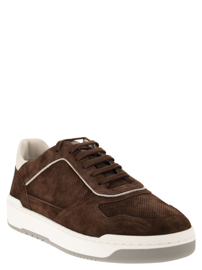 Shop Brunello Cucinelli Suede Leather Sneakers In Brown