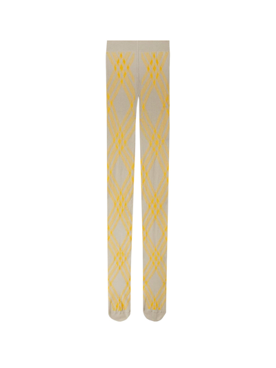 Shop Burberry Three Bar Tights In Yellow