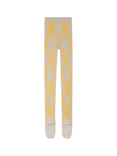 Shop Burberry Three Bar Tights In Yellow