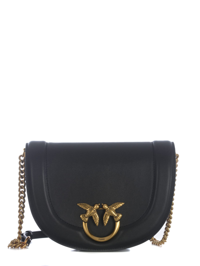 Shop Pinko Bag  Click Round Big In Leather In Nero