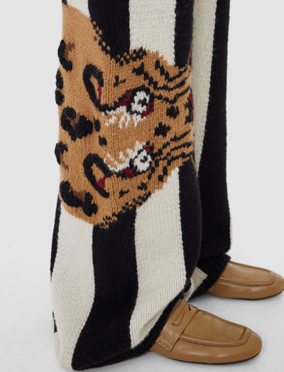 Shop Joseph Leopard Knit Trousers In Camel Combo