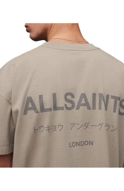 Shop Allsaints Underground Oversize Organic Cotton Graphic T-shirt In Stone Taupe