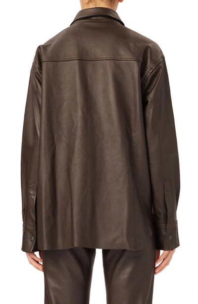 Shop Dl1961 Faye Leather Shirt In Mahogany