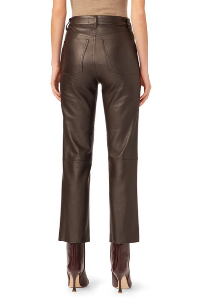 Shop Dl1961 Patti Ankle Straight Leg Leather Pants In Mahogany