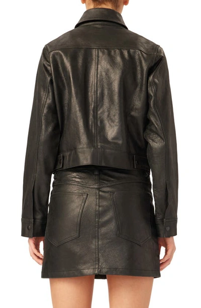 Shop Dl1961 Tilda Leather Shirt Jacket In Black Patent