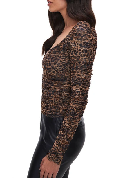 Shop Good American Mesh Ruched Top In Wild Leopard003
