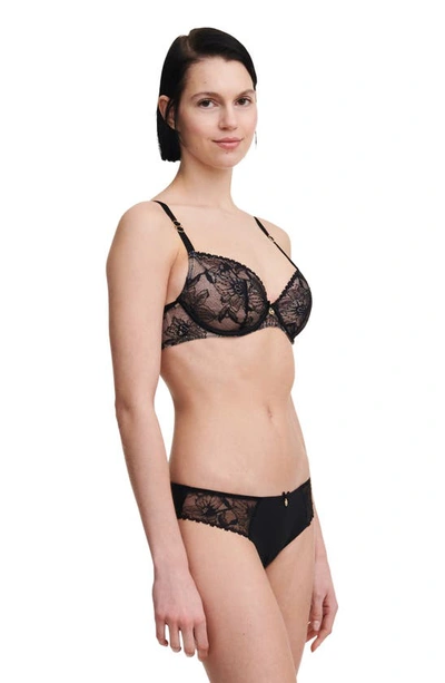 Shop Chantelle Lingerie Orchids Underwire Plunge Bra In Black