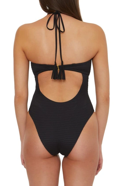Shop Isabella Rose Maza Cutout High Leg One-piece Swimsuit In Black