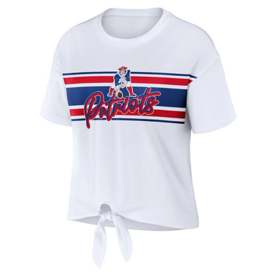 Wear By Erin Andrews White New England Patriots Front Tie Retro T-shirt In White