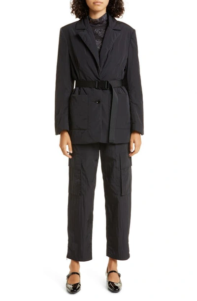 Shop Baum Und Pferdgarten Baila Belted Recycled Nylon Blazer In Black