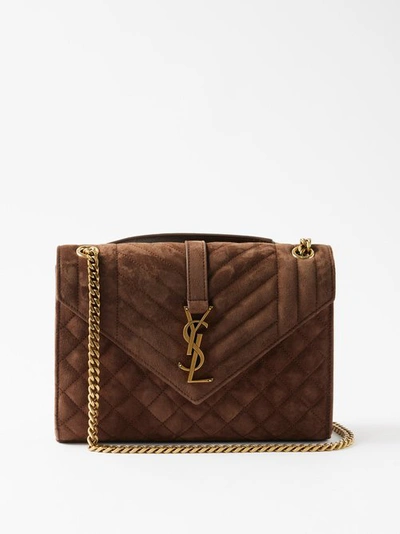 Yves Saint Laurent Medium Envelope Matelasse Suede Crossbody Bag