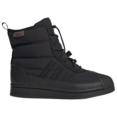 Shop Adidas Originals Boys  Superstar Boots In Black/black/white